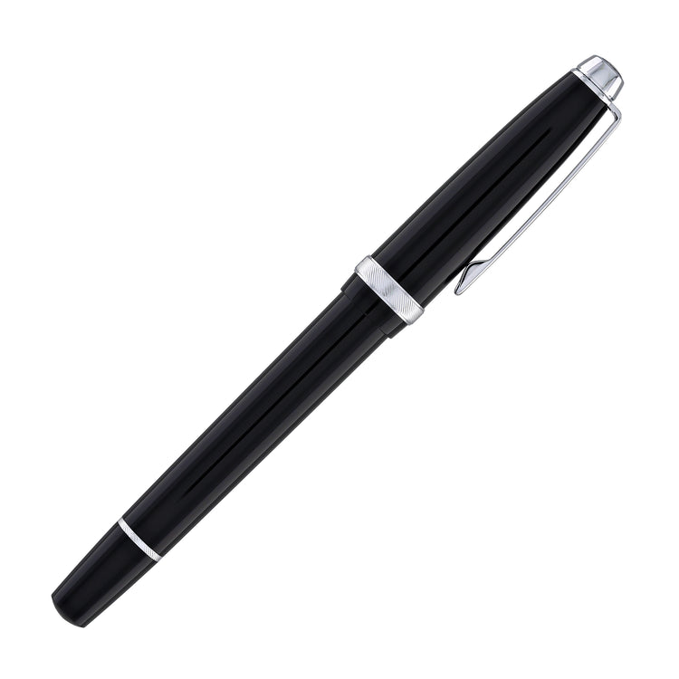 Cross Lume Fountain Pen in Obsidian Black with Polished Chrome Appointments - Medium Nib
