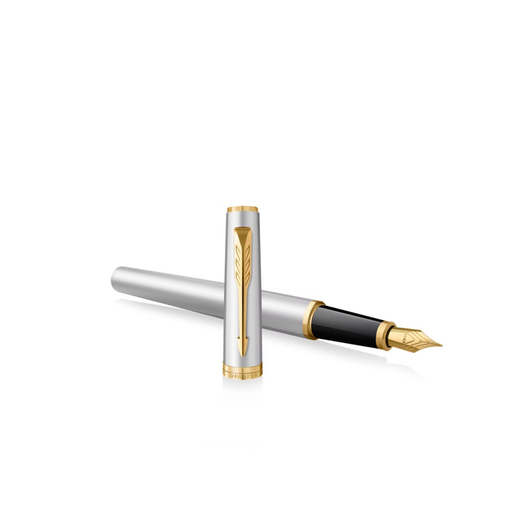 Parker Meridian Fountain Pen in Chrome with Gold Trim - Fine
