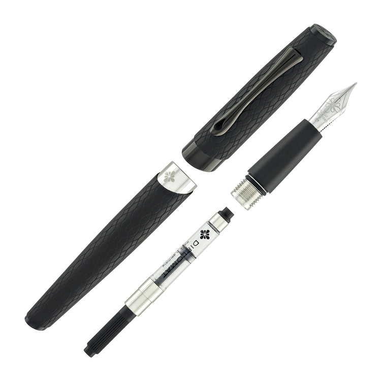 Diplomat Cobra Fountain Pen in Matte Black Guilloche