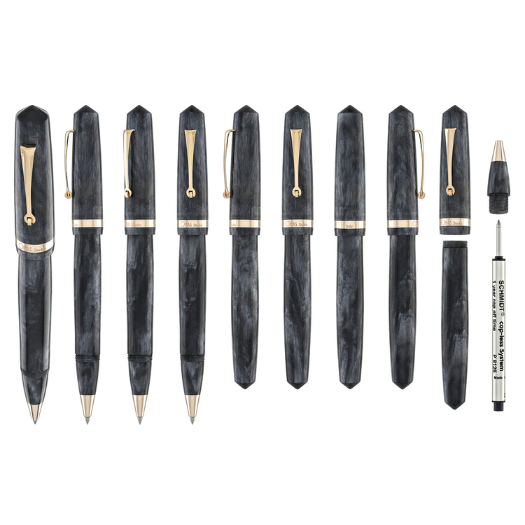 OMAS Studio Rollerball Pen in Grigio Luminoso with Rose Gold Trim