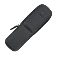 Visconti Classic Black Leather 2 Pen Case with Red Lining