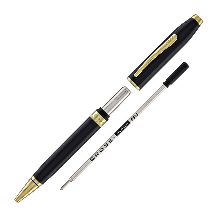 Cross Foundry Ballpoint Pen in Glossy Black Lacquer with PVD Gold Appointments