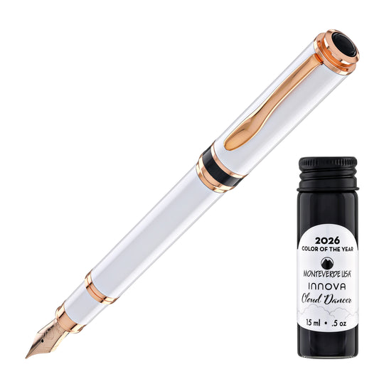 Monteverde Innova Fountain Pen in 2026 Cloud Dancer in Rose Gold Trim - Limited Edition