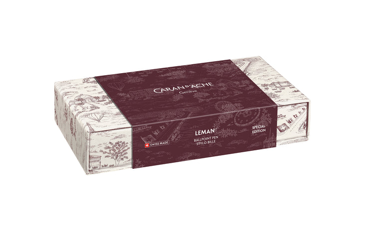 Caran d'Ache Leman Toile de Jouy Christmas 2026 Ballpoint Pen and Leather Case Gift Set