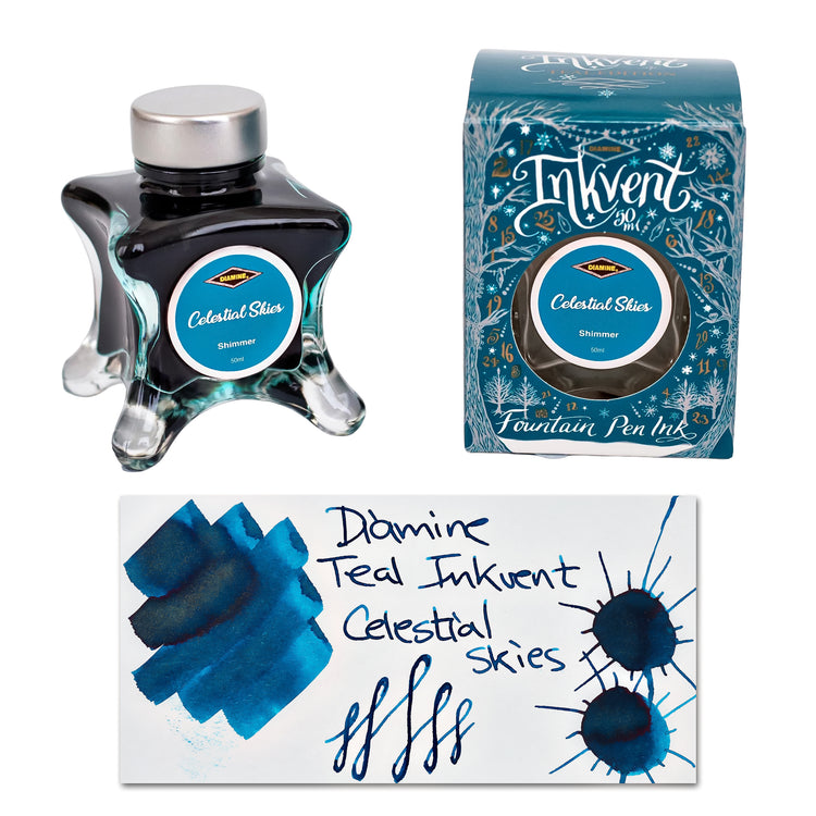 Diamine Inkvent Teal Edition Shimmer Bottled Ink in Celestial Skies - 50 ml