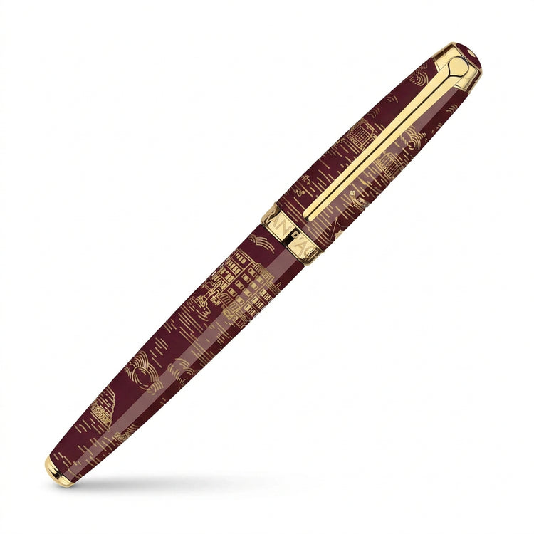 Caran d'Ache Rollerball Pen in Toile De Jouy Burgundy - Limited Edition
