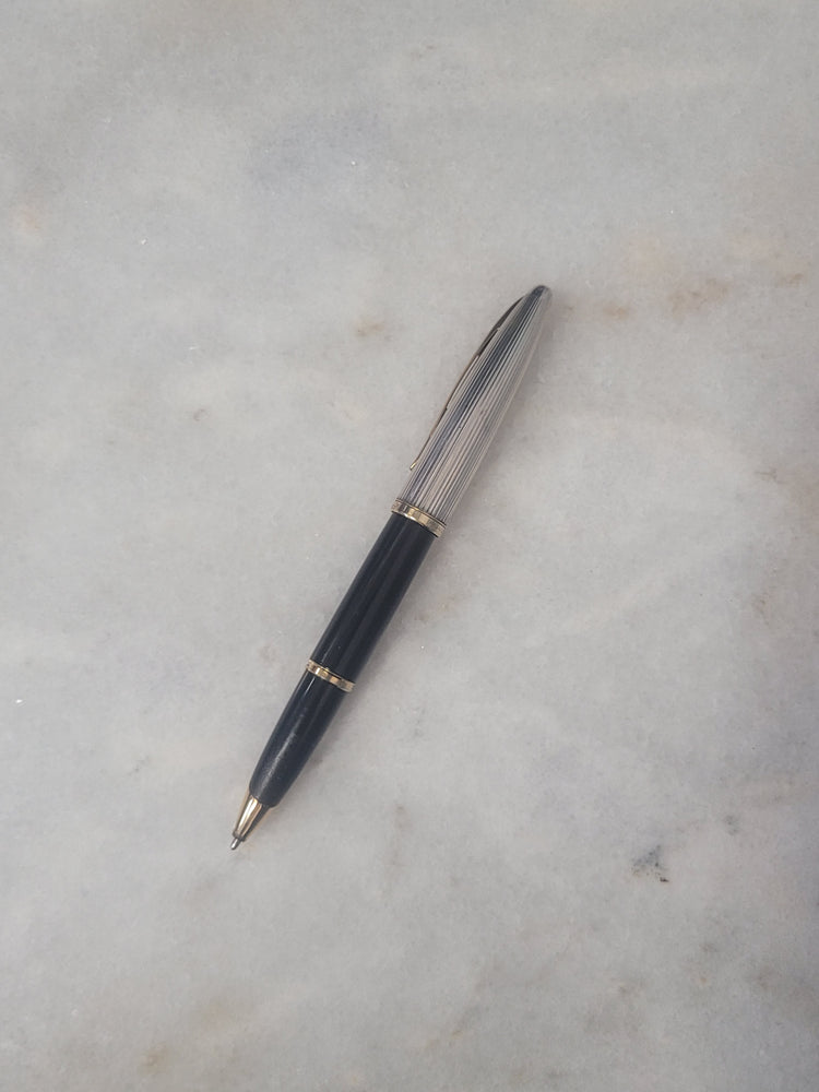 Misfit Item 0131 Waterman Carene Ballpoint Pen in Deluxe Black & Silver with Gold Trim