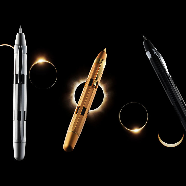 Nahvalur Eclipse Retractable Fountain Pen in Black with Gold Trim Fountain Pen