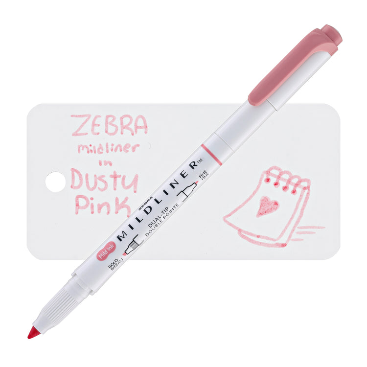 Zebra Mildliner Dual-Tip Highlighter in Dusty Pink
