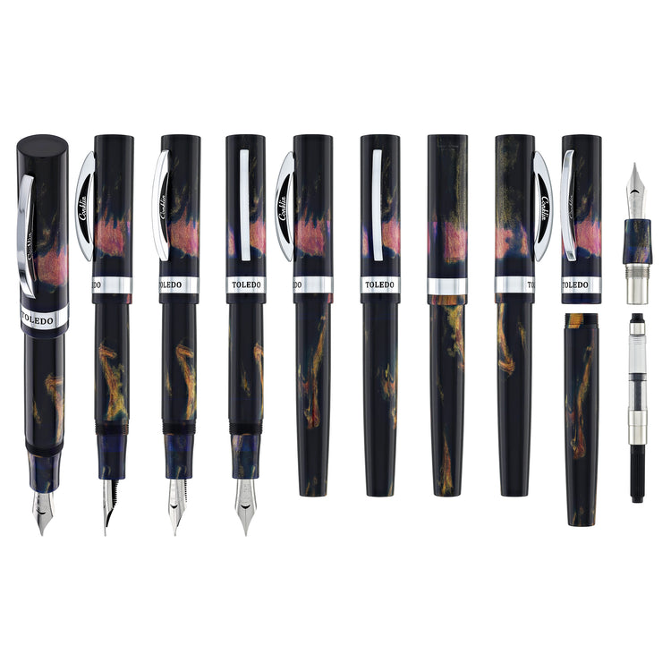 Conklin Toledo Fountain Pen in Golden Evergreen Whisper with Chrome Trim - Limited Edition