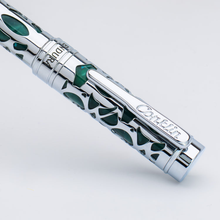 Conklin Endura Deco Crest Ballpoint Pen in Green with Chrome Trim