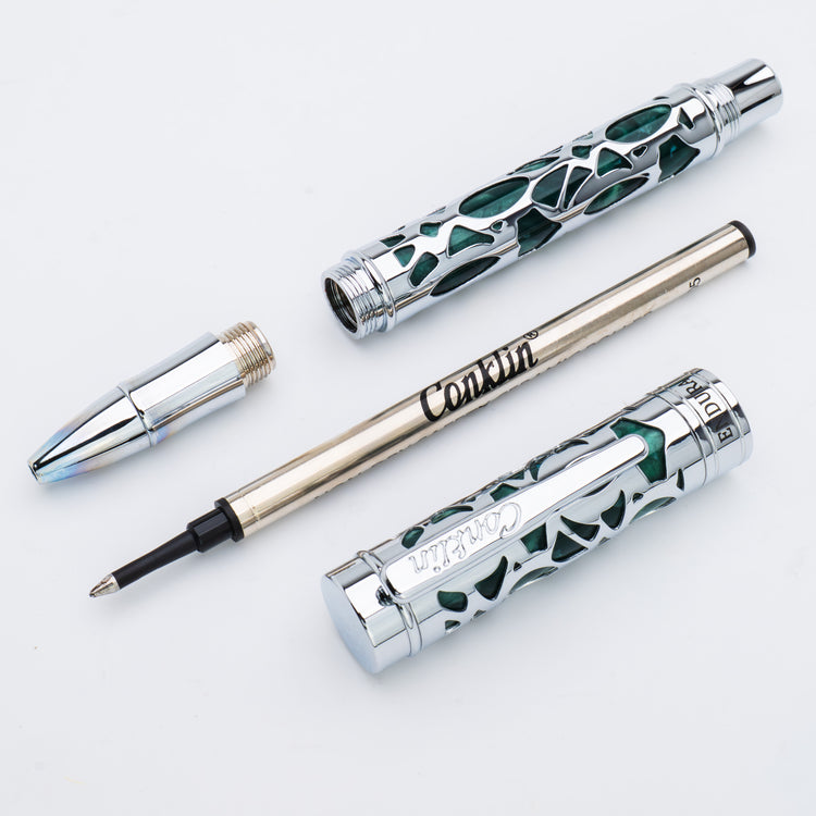 Conklin Endura Deco Crest Rollerball Pen in Green with Chrome Trim