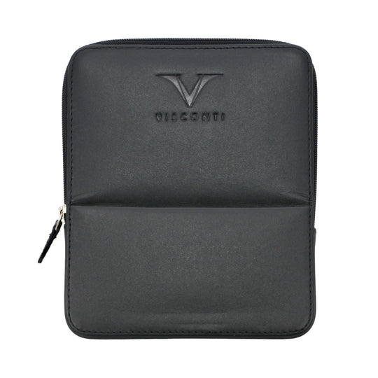 Visconti Classic Black Leather 6 Pen Case with Red Lining