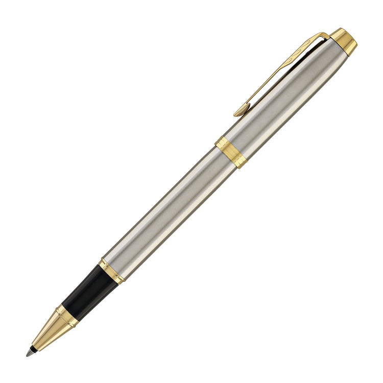 Parker IM Rollerball Pen in Brushed Metal with Gold Trim
