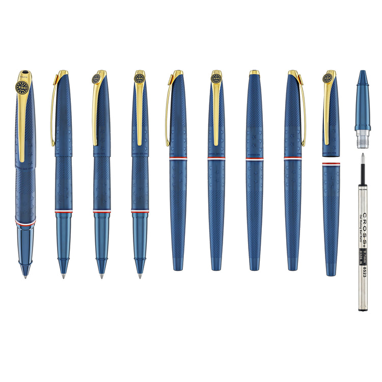 Cross ATX Americana Rollerball Pen in Blue PVD with Gold Appointments