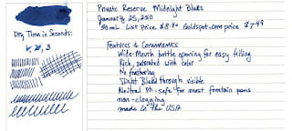 Review : Private Reserve Midnight Blues Fountain Pen Ink