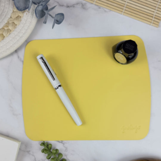 Girologio Repurposed Leather Travel Mat in Light Yellow