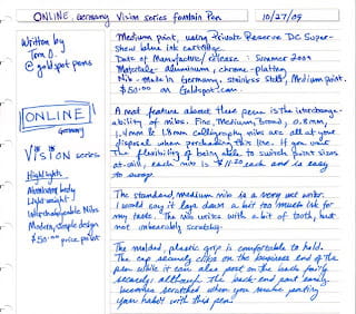 Review : Online Vision Blue Fountain Pen