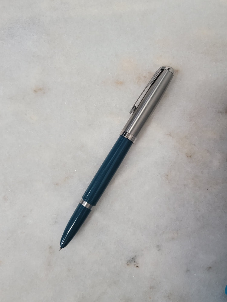 Misfit 0011 Parker 51 Fountain Pen in Teal with Chrome Trim - Fine Point