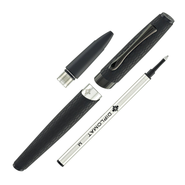 Diplomat Cobra Rollerball Pen in Matte Black Guilloche
