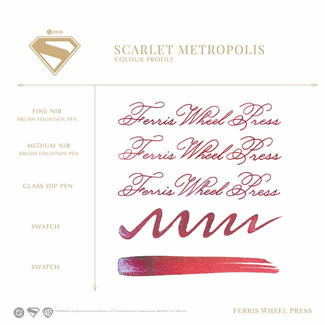 Ferris Wheel Press Superman Themed Bottled Ink in Scarlet Metropolis  - 28 mL