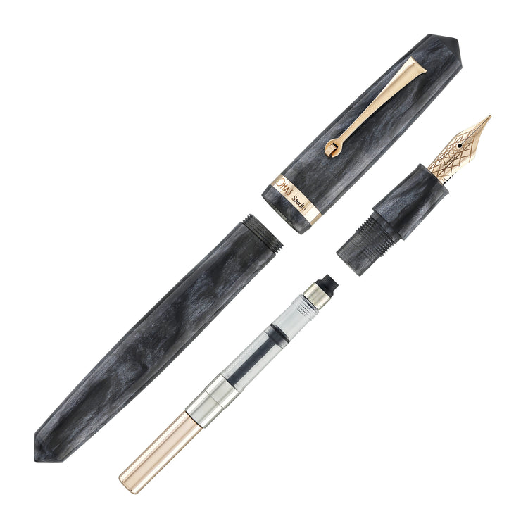 OMAS Studio Fountain Pen in Grigio Luminoso with Rose Gold Trim