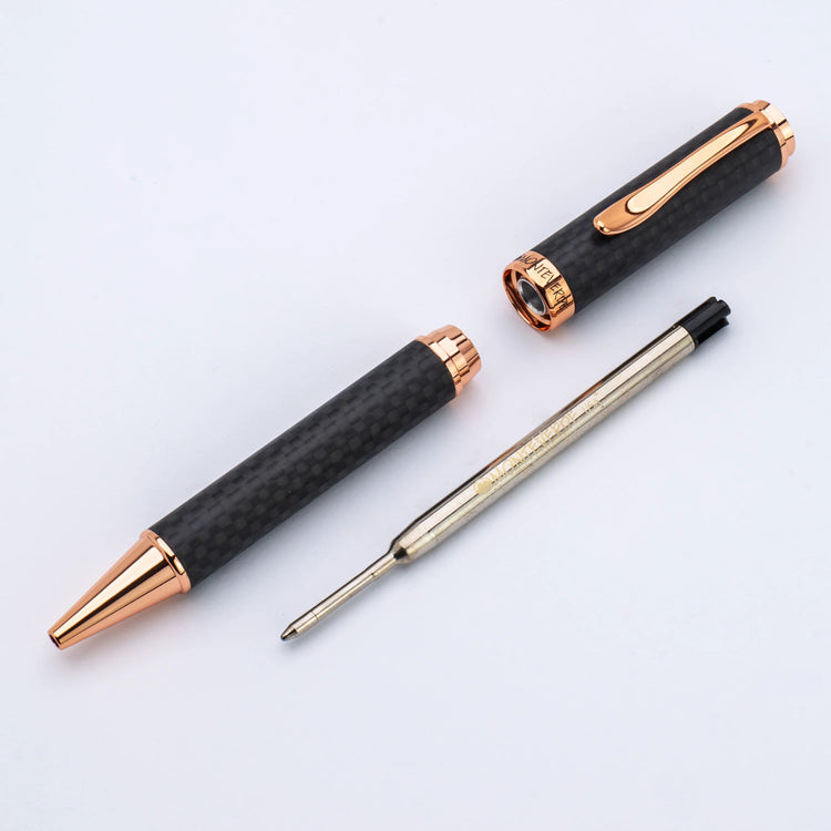 Monteverde Innova Ballpoint Pen in Matte Carbon with Rosegold Trim