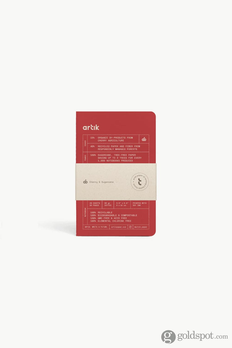Artik Pack Of 3 Pocket Singer Sewn Notebooks in Cherry Dotted Notebooks Journals