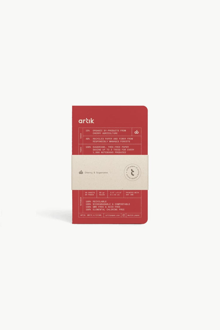 Artik Pack Of 3 Pocket Singer Sewn Notebooks in Cherry Notebooks Journals