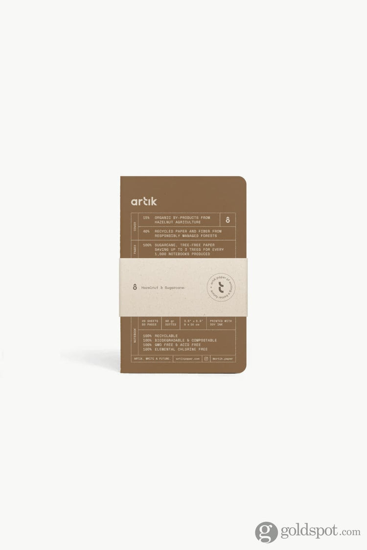 Artik Pack Of 3 Pocket Singer Sewn Notebooks in Hazelnut Dotted Notebooks Journals