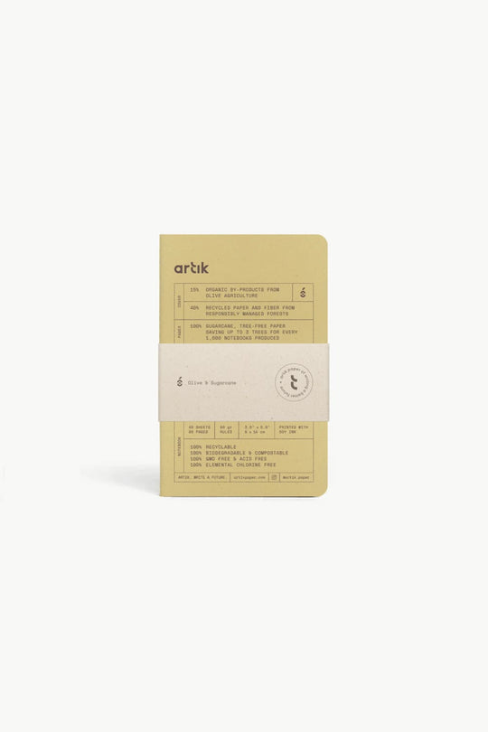 Artik Pack Of 3 Pocket Singer Sewn Notebooks in Olive