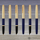 Aurora Duo Cart Fountain Pen - Dark Blue Resin with Gold Plated Cap Medium Point Fountain Pen
