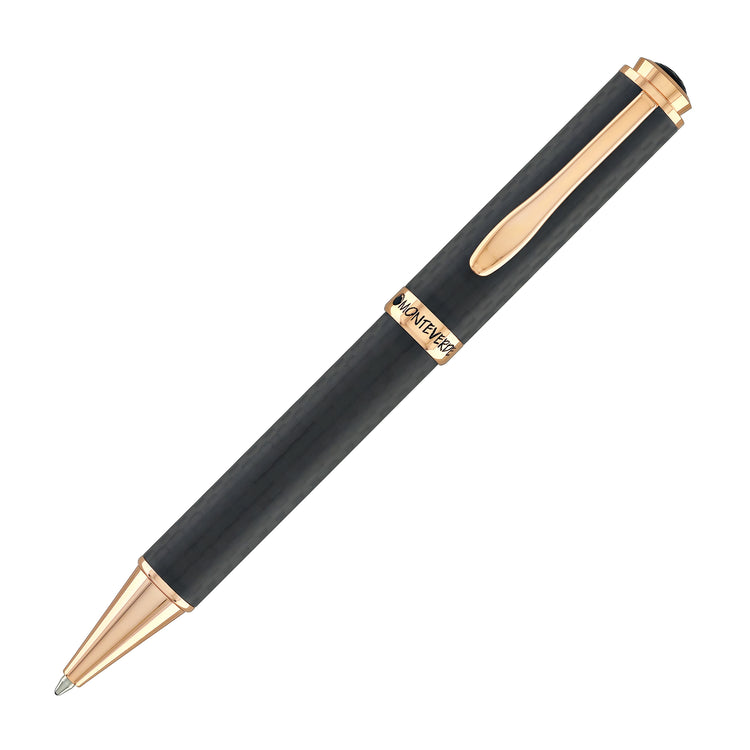 Monteverde Innova Ballpoint Pen in Matte Carbon with Rosegold Trim