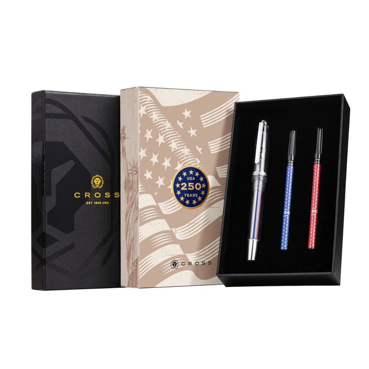 Cross Lume Americana Ballpoint Pen Decorative Refill Gift Set in Translucent Clear Resin