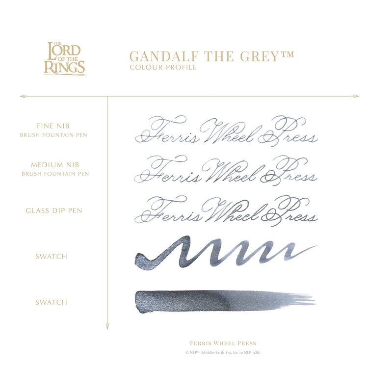 Ferris Wheel Press Lord of the Rings Bottled Ink in Gandalf the Grey - 38 mL