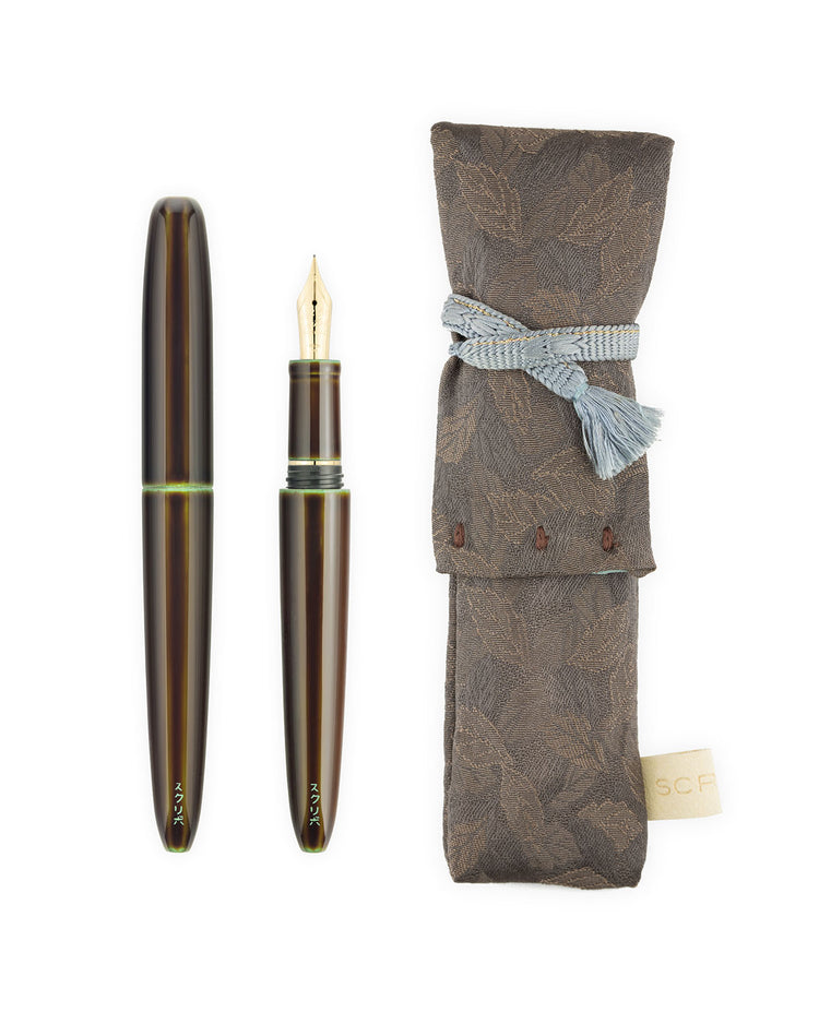 Scribo Piuma Fountain Pen in Hane Toruko with Yellow Gold Trim - Limited Edition