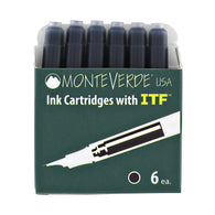 Monteverde Ink Cartridges International Size in Black - Pack of 6