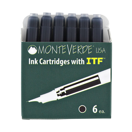 Monteverde Ink Cartridges International Size in Black - Pack of 6
