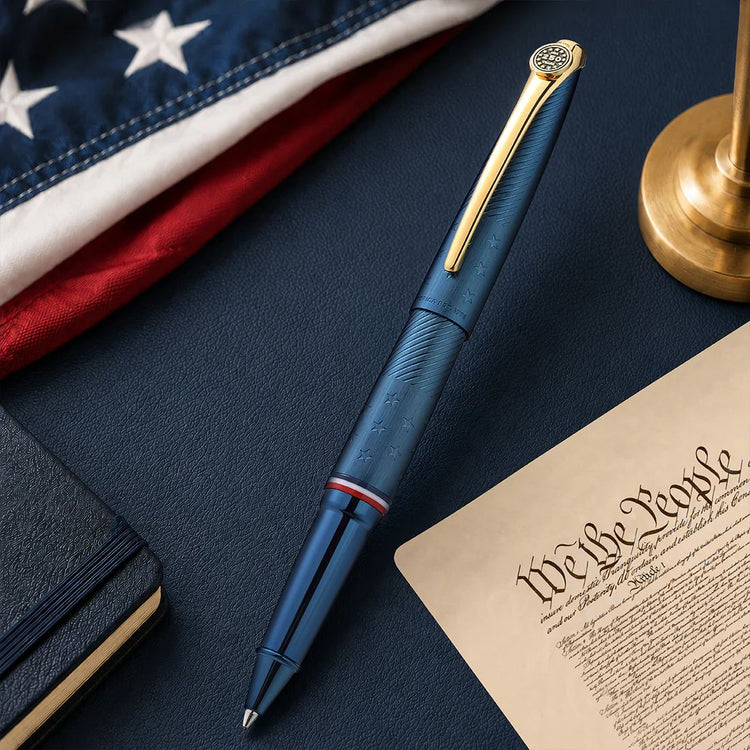 Cross ATX Americana Rollerball Pen in Blue PVD with Gold Appointments