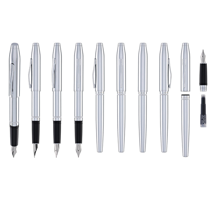Cross Foundry Fountain Pen in Polished Chrome with Polished Chrome Appointments - Medium Nib