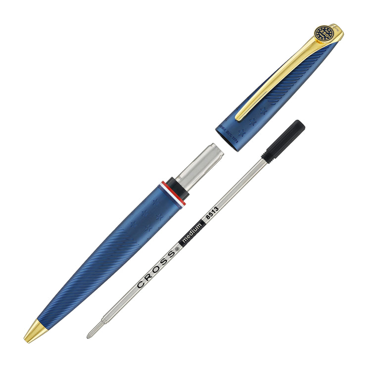 Cross ATX Americana Ballpoint Pen in Blue PVD with Gold Appointments