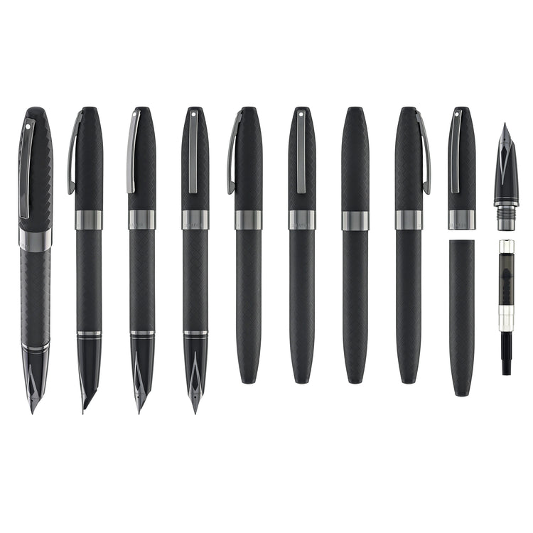 Sheaffer Legacy Chevron Fountain Pen in Matte Black with PVD Gunmetal
