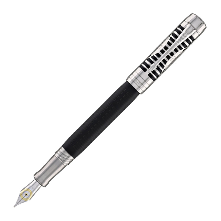 Parker Duofold Legacy of Flight Fountain Pen in Matte Black with Palladium Trim - 18K Gold