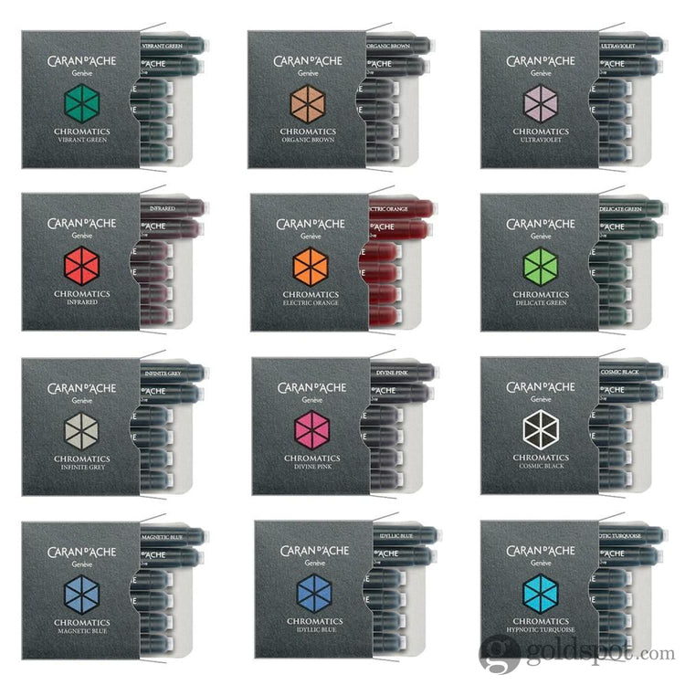 Caran dAche Chromatics Ink Cartridges in Magnetic Blue - Pack of 6 Fountain Pen Cartridges