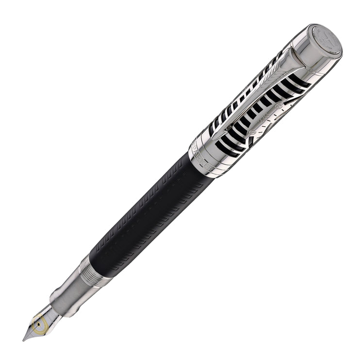 Parker Duofold Legacy of Flight Fountain Pen in Matte Black with Palladium Trim - 18K Gold
