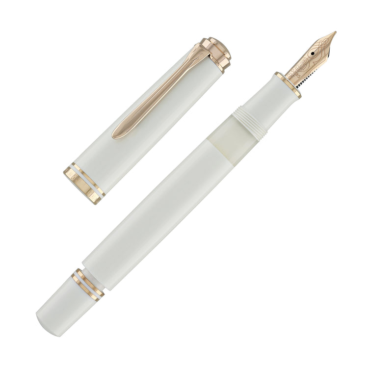 Pelikan Souveran 600 Fountain Pen in White & Rose Gold Trim