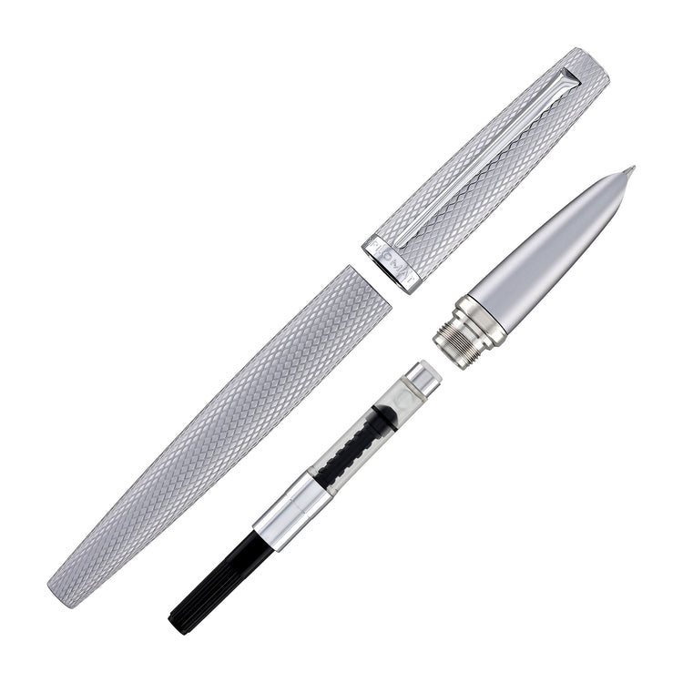 Diplomat Viper Fountain Pen in Silver Guilloche - Fine/Medium Nb