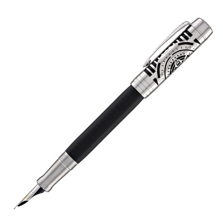 Parker Duofold Legacy of Flight Fountain Pen in Matte Black with Palladium Trim - 18K Gold