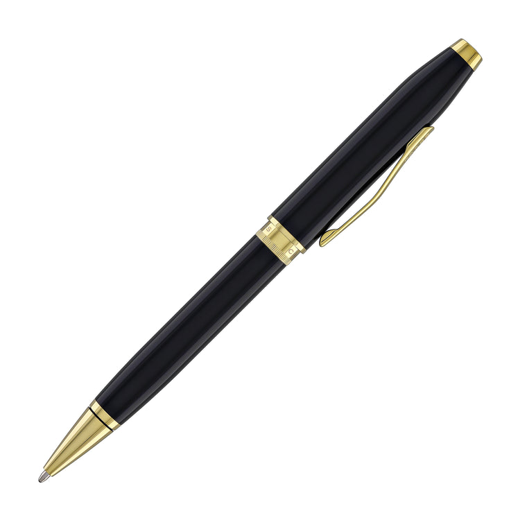 Cross Foundry Ballpoint Pen in Glossy Black Lacquer with PVD Gold Appointments