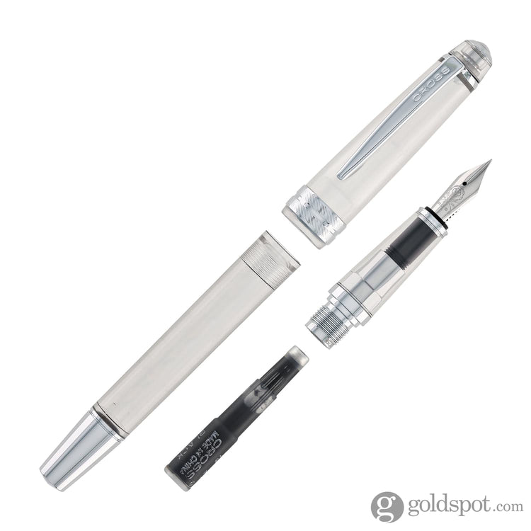 Cross Bailey Light Fountain Pen in Translucent Clear Resin with Chrome Trim - Extra Fine Point Fountain Pen